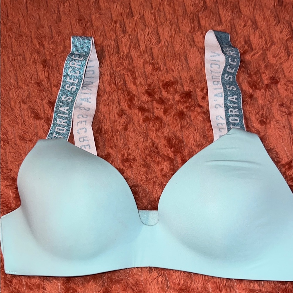 Victoria's Secret Aqua Blue Bra with Logo Straps